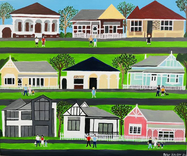 Original Folk Architecture Paintings by Peter Kruger