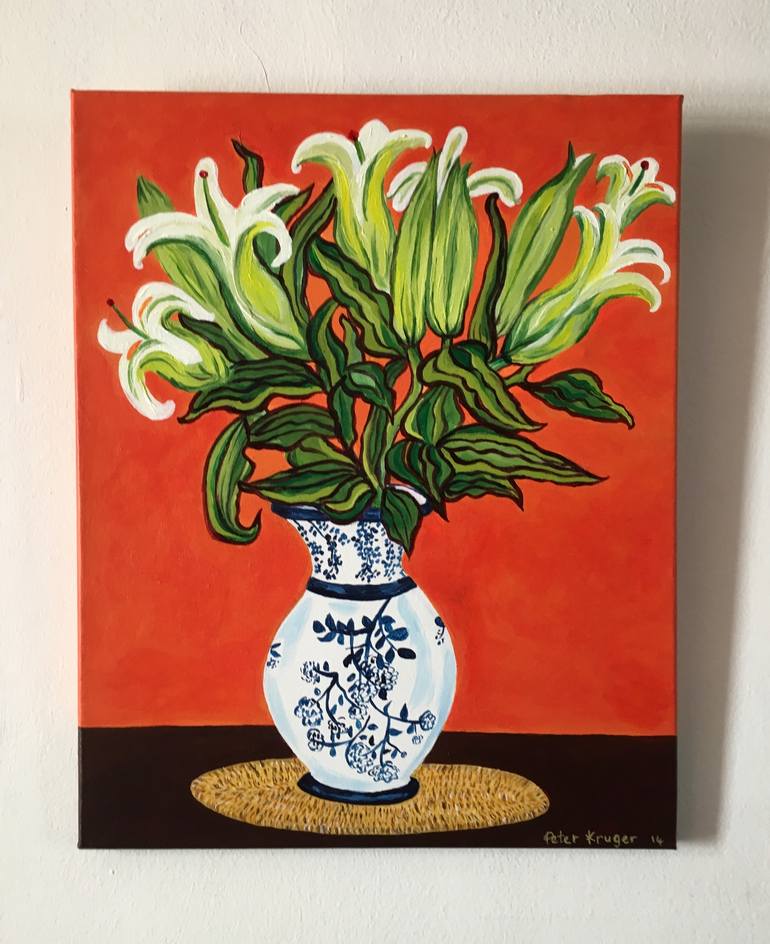 Original Figurative Floral Painting by Peter Kruger
