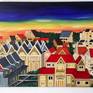 This is the view from my Singapore balcony in the suburb of Siglap. It is my impression of the colours of the rooftops at sunset.