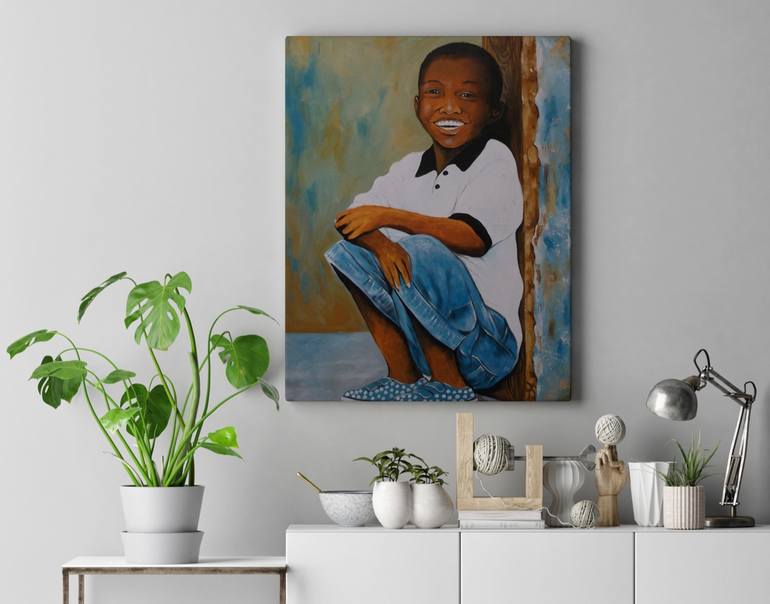 Original Expressionism Kids Painting by Peter Bulugu