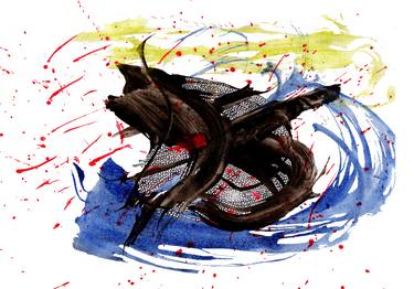 Print of Expressionism Fish Mixed Media by Yusr Alobe
