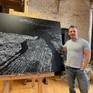 In the studio while working on painting