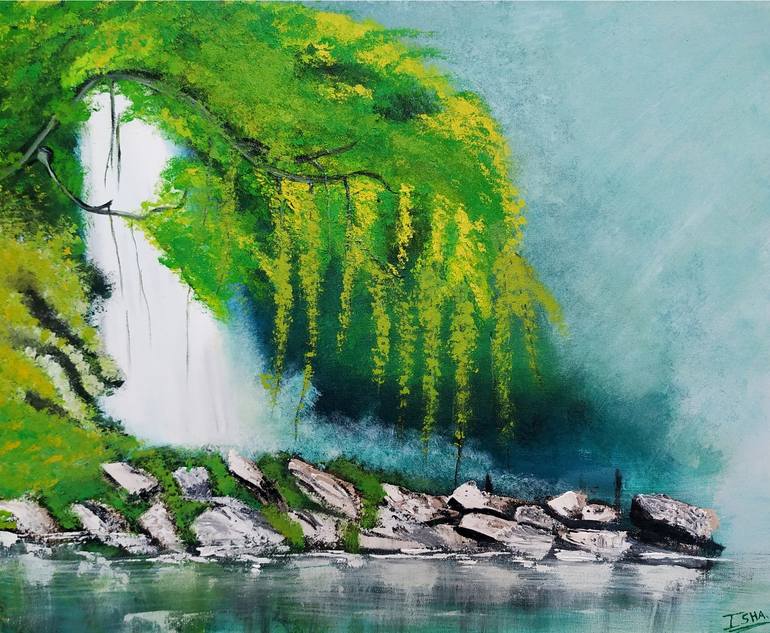 fall into art discover the magic of wall art inspired by falling water Falling water painting at paintingvalley.com