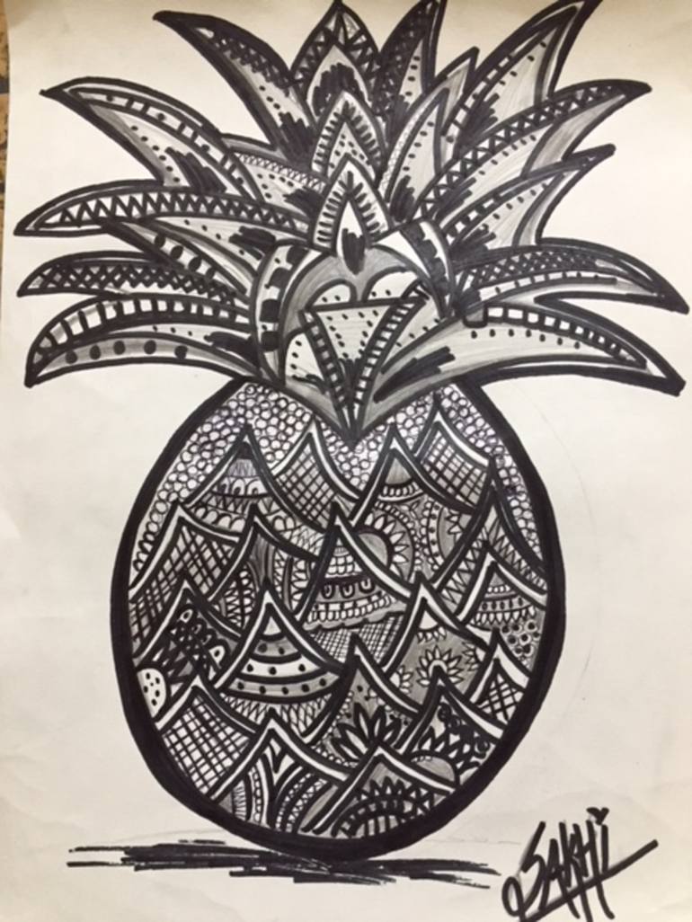 Pineapple Art Drawing By Sakhi Naik Saatchi Art