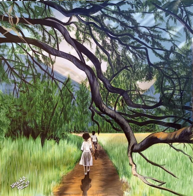 Original Landscape Painting by Nnanna Uma | Figurative Art on Canvas | All The Way