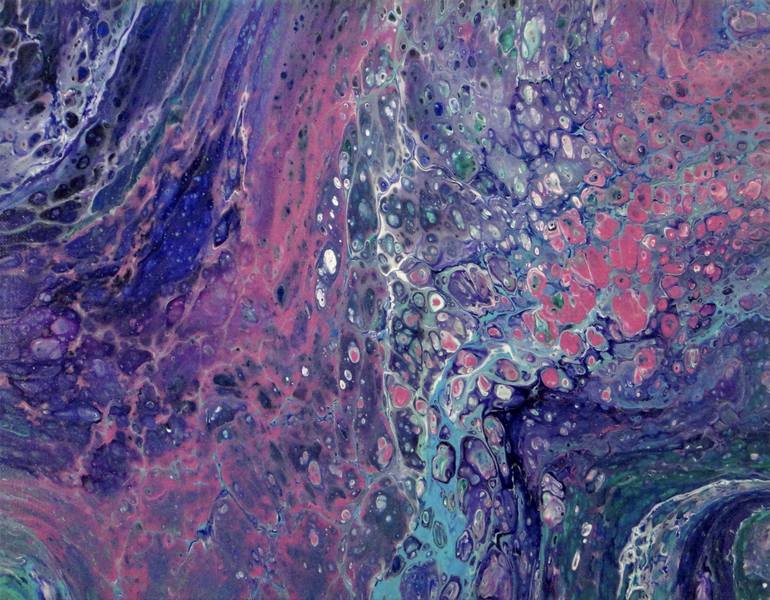 Green / Blue / Purple / Pink / White - Acrylic Pour Painting by Megan ...