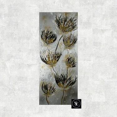 The dandelions painting is made on a canvas of mirrors and is decorated with semi precious stones thumb