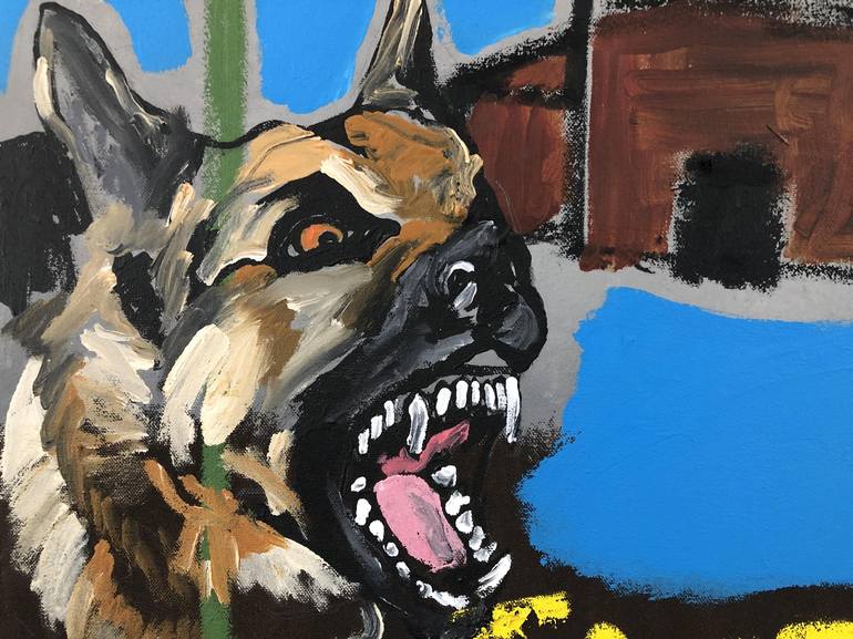 Original Expressionism Dogs Painting by Tom Allwinton