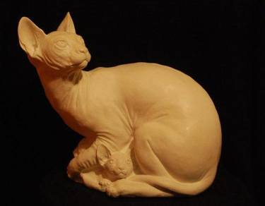 The Sphynx cat with kittens thumb