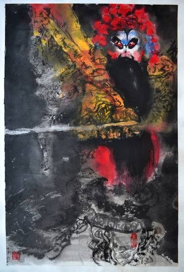Original Abstract Expressionism Men Painting by Qing Dong
