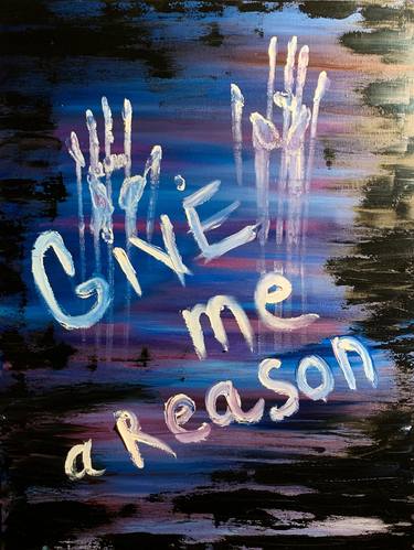 Purple large painting "Give me a reason" decor for bedroom gifts for boss thumb