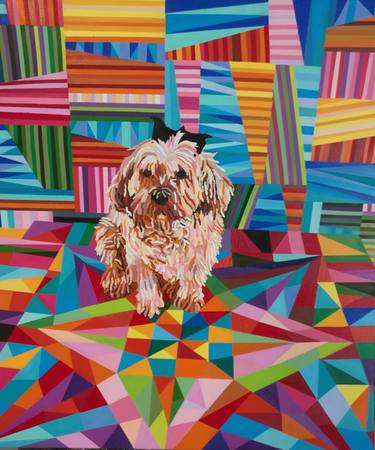 Original Figurative Dogs Paintings by mary shackman