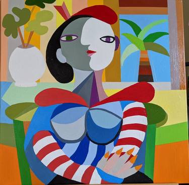 Original Cubism Portrait Paintings by mary shackman