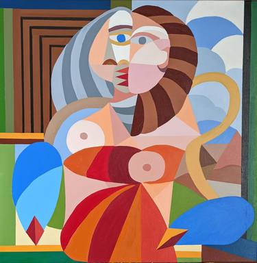 Original Cubism Portrait Paintings by mary shackman