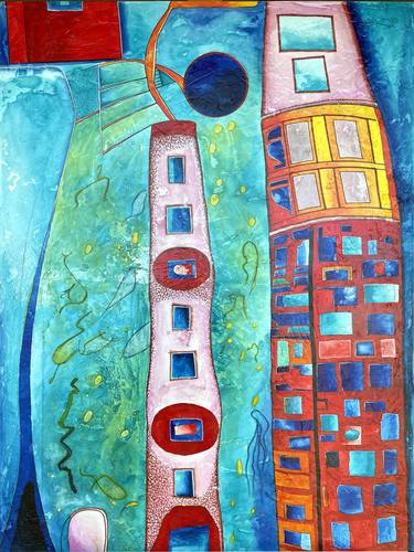 Original Abstract Architecture Paintings by Norman Clark