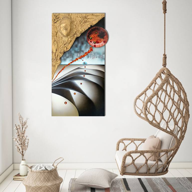Original Abstract Outer Space Painting by Norman Clark