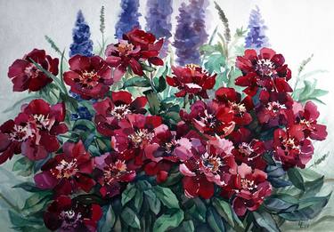 Print of Floral Paintings by Elena Ligeikiene