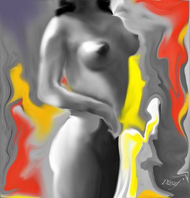 Original Pop Art Nude Mixed Media by Džozef Bosch