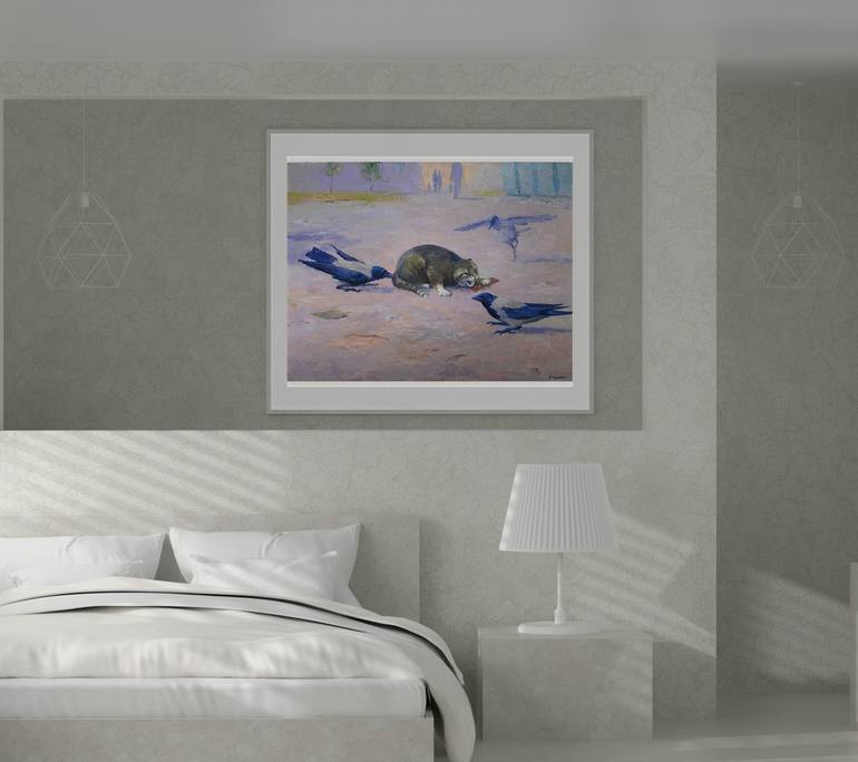 Original Impressionism Cats Painting by Boris Serdyuk