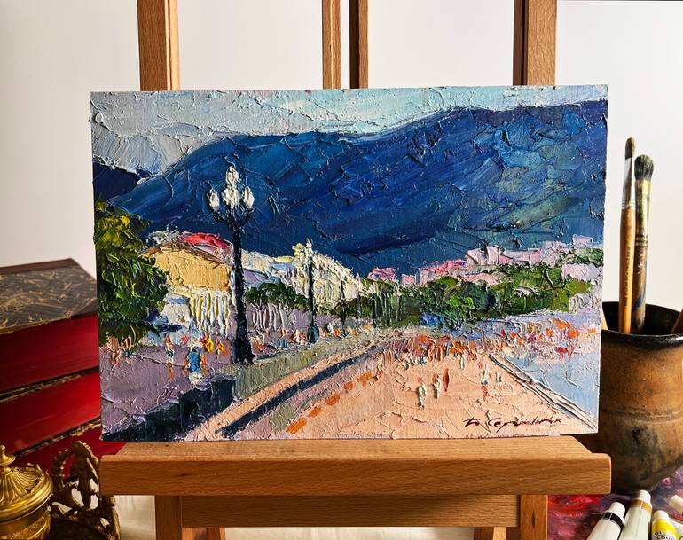 Original Impressionism Cities Painting by Andrii Zhyvodorov