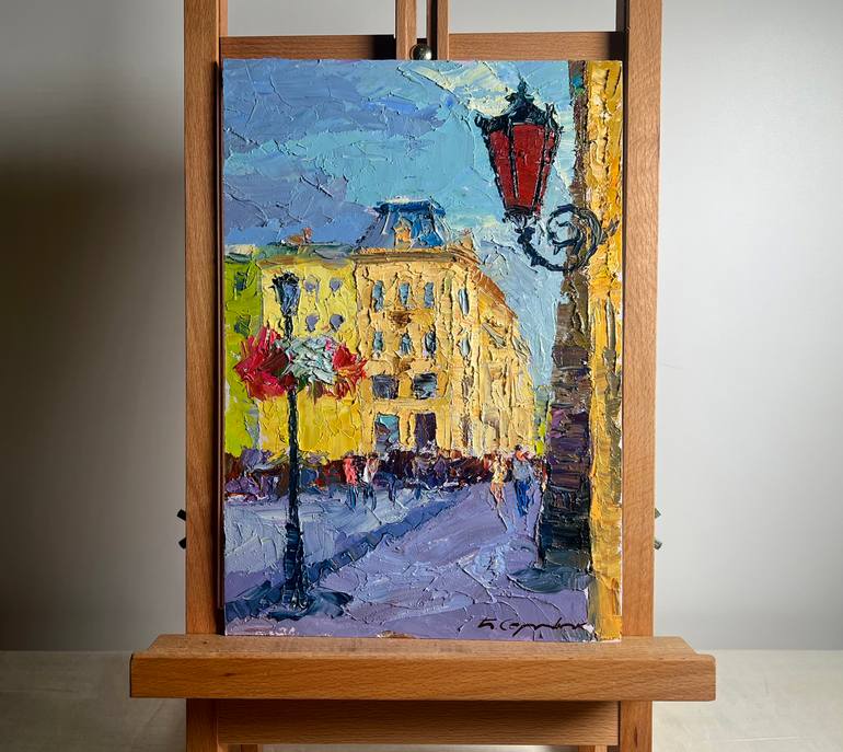 Original Impressionism Cities Painting by Andrii Zhyvodorov