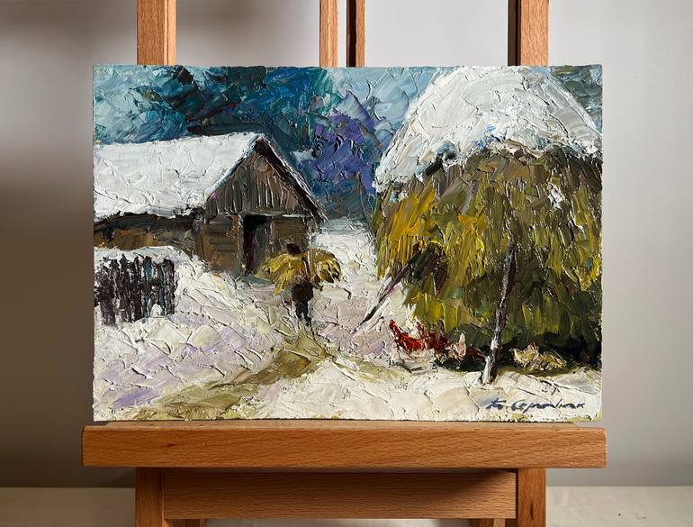 Original Impressionism Rural Life Painting by Boris Serdyuk