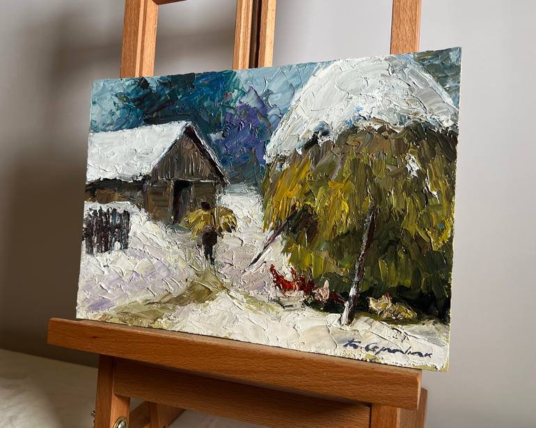 Original Impressionism Rural Life Painting by Boris Serdyuk