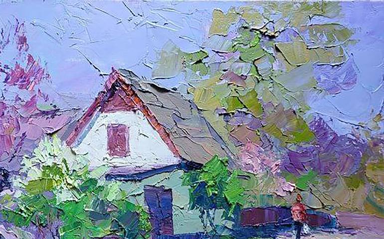 Original Impressionism Rural Life Painting by Boris Serdyuk