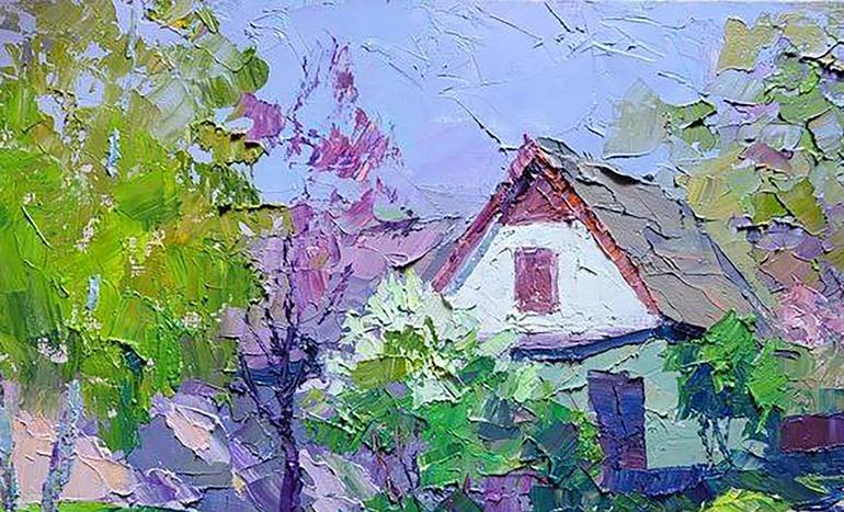 Original Impressionism Rural Life Painting by Boris Serdyuk
