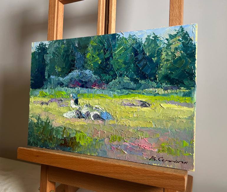 Original Impressionism Rural Life Painting by Boris Serdyuk