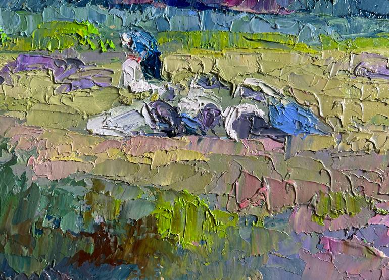 Original Impressionism Rural Life Painting by Boris Serdyuk