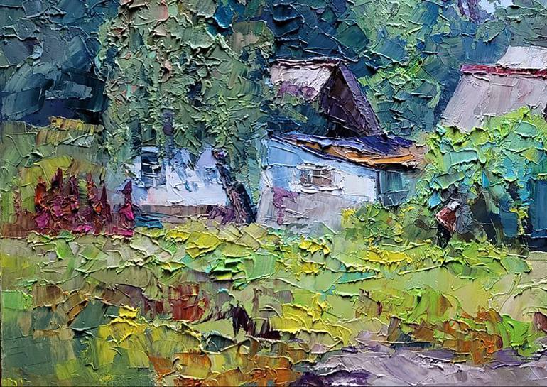 Original Impressionism Rural Life Painting by Andrii Zhyvodorov