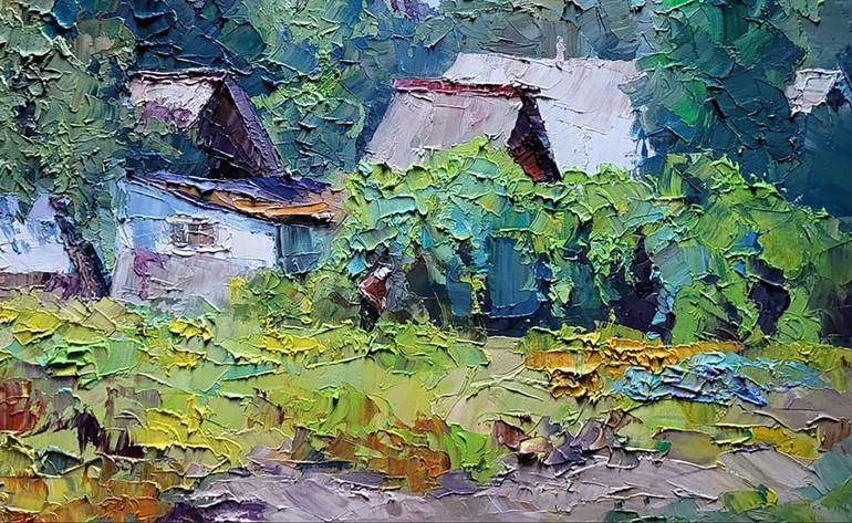 Original Impressionism Rural Life Painting by Andrii Zhyvodorov
