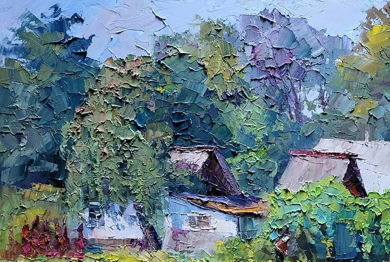 Original Impressionism Rural Life Painting by Andrii Zhyvodorov