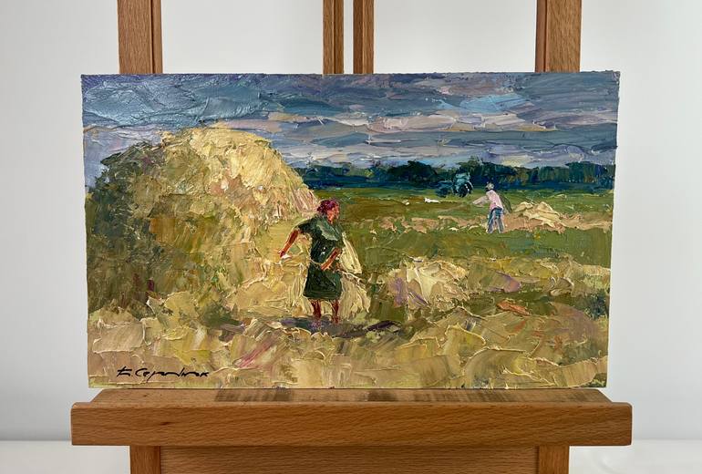 Original Impressionism Rural Life Painting by Andrii Zhyvodorov