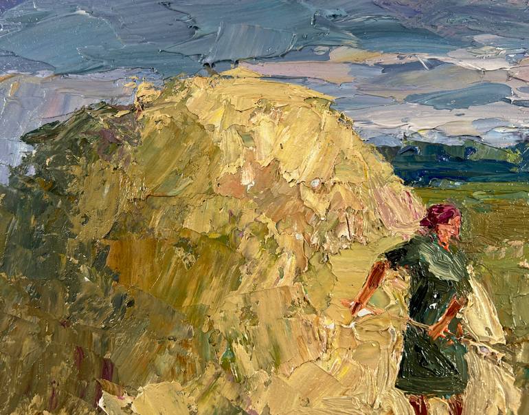 Original Impressionism Rural Life Painting by Andrii Zhyvodorov