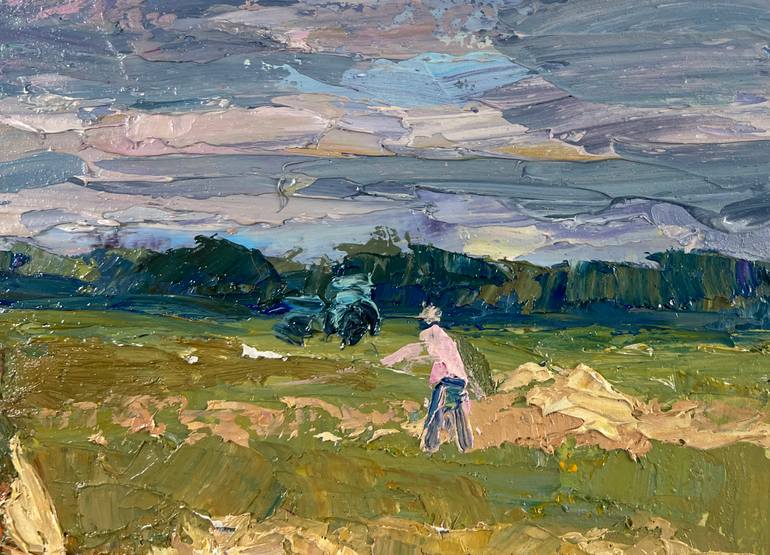 Original Impressionism Rural Life Painting by Andrii Zhyvodorov