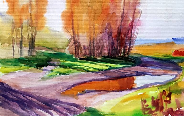 Original Impressionism Landscape Painting by Boris Serdyuk