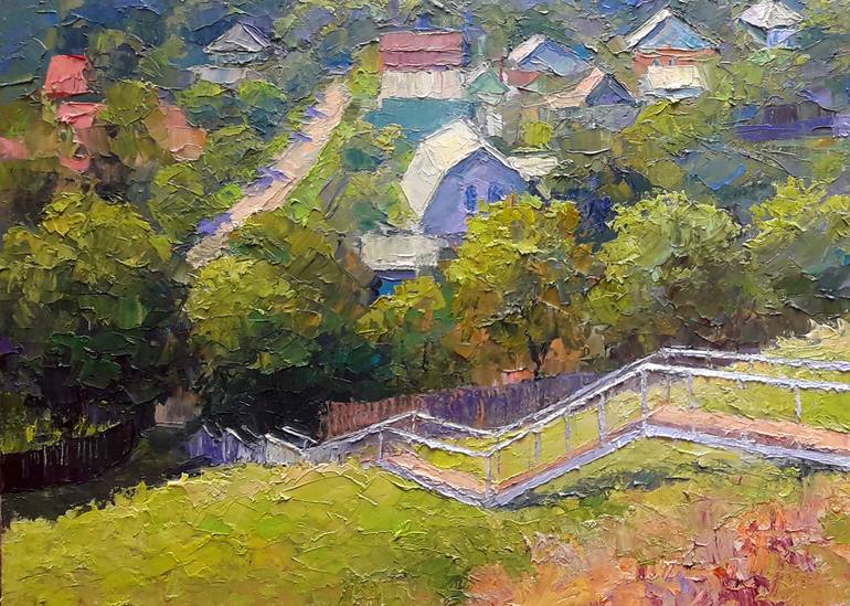 Original Impressionism Rural Life Painting by Andrii Zhyvodorov