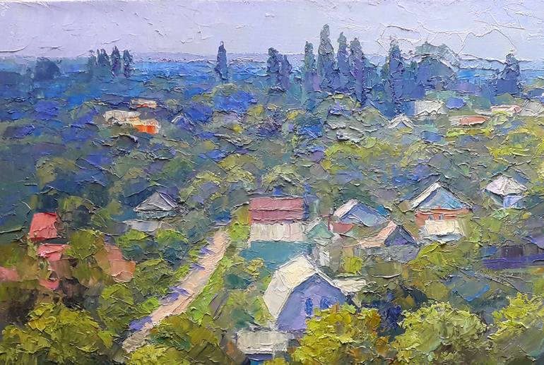 Original Impressionism Rural Life Painting by Andrii Zhyvodorov