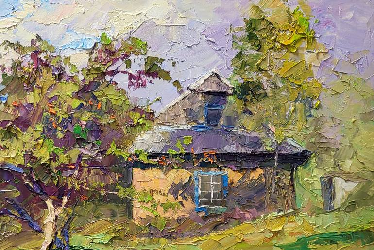 Original Impressionism Rural Life Painting by Andrii Zhyvodorov