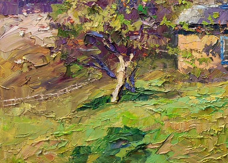 Original Impressionism Rural Life Painting by Andrii Zhyvodorov