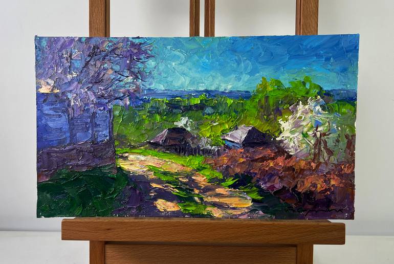 Original Impressionism Rural Life Painting by Boris Serdyuk