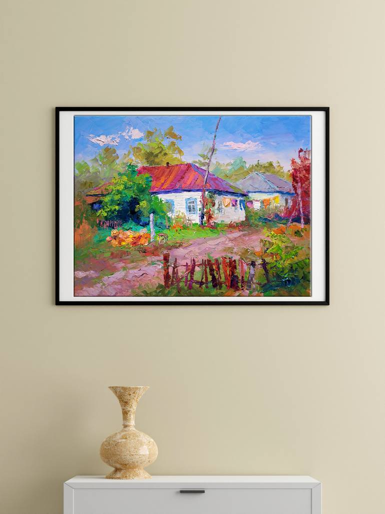 Original Impressionism Rural Life Painting by Boris Serdyuk