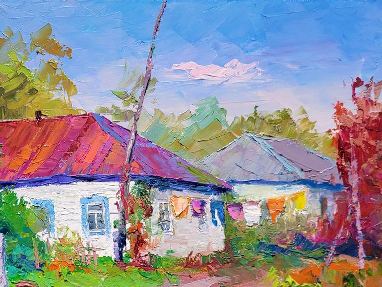 Original Impressionism Rural Life Painting by Boris Serdyuk