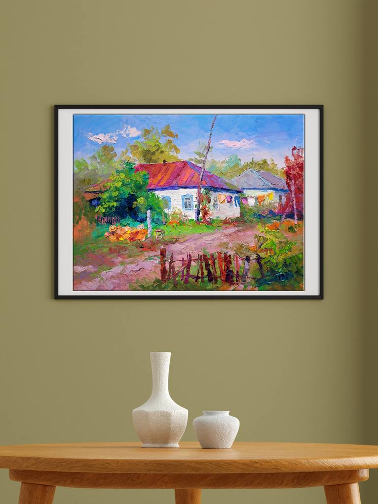 Original Impressionism Rural Life Painting by Boris Serdyuk