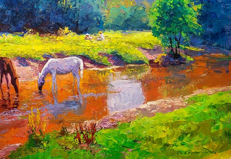 Original Impressionism Landscape Painting by Boris Serdyuk