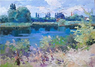 Oil painting Over the river Serdyuk Boris Petrovich thumb