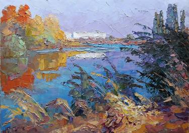 Oil painting Autumn on the river Serdyuk Boris Petrovich thumb
