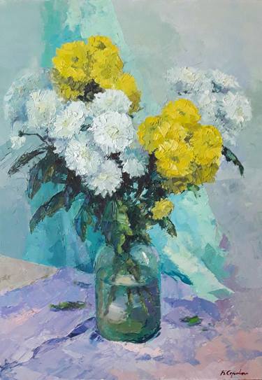 Oil painting Chrysanthemums Serdyuk Boris Petrovich thumb